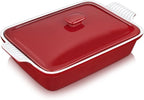 vancasso Blossom Casserole Dish With Lid, 3.8 Quart Casserole Dish for Oven, 9x13 Baking Pan with Handles, Large Casserole Baking Dish Lasagna Pan with Lid, Microwave, Dishwasher Safe, Red