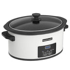 8-Quart Programmable Slow Cooker with Timer Keep Warm - Small Kitchen Appliance for Family Dinners - Serves 6+ People - Heat Settings: Keep Warm(White, Black Liner)