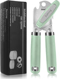 Safring Can Opener Manual, Heavy Duty Handheld Strong Can Opener with Soft Touch Handle, Sharp Blade Smooth Edge, Can Openers with Multifunctional Bottle Opener, Mint