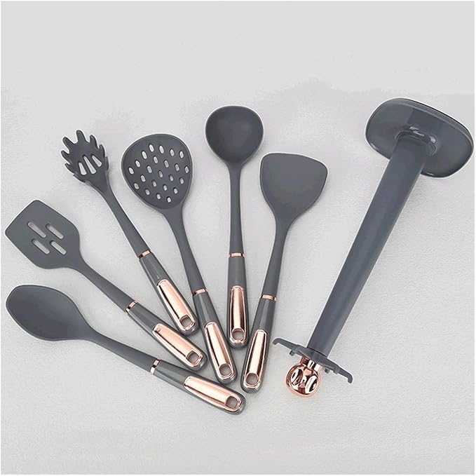 Kitchen Cookware Silicone Non-stick Cooking Tool Spatula Ladle Shovel Soup Utensils Set(E)
