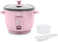 GreenLife Rice Cooker with Removable PFAS-Free Ceramic Nonstick Pot, 3-Cups Uncooked/6-Cups Cooked, Grains & Oatmeal Multicooker, Compact One-Switch Design, Auto Keep Warm, Easy Clean, Pink