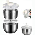 Salad Spinner Stainless Steel, Metal Salad Spinner, Salad Spinner Large, 6l With Pp Cover, Essential Kitchen Tool for Dehydrating Lettuce, Fruits and Vegetables, Pasta, and French Fries