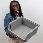 Plastic Containers for Organizing and Storage Bins for Closet, Kitchen, Office, Garage or Pantry Organization, Stackable Bins, Extra Large (14.8" x 16.5" x 7"), 4-Pack, Grey