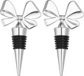 uxcell 2 Pcs Bow Wine Stopper, Reusable Wine Stoppers Airtight Leak-proof Bottle Plugs Liquor Saver Beer Beverage Glass Bottles Stopper for Bar Holiday Party Home Decor, Silver
