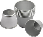 10pcs Aluminum Alloy Pudding Molds, Non-Stick Popover Pan Mini Flan Molds Individual Muffin Baking Maker, Reusable Baking Pans for Cupcakes, Muffins, Jellies, Tarts(COLOR:Silver)