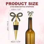uxcell 2 Pcs Bow Wine Stopper, Reusable Wine Stoppers Airtight Leak-proof Bottle Plugs Liquor Saver Beer Beverage Glass Bottles Stopper for Bar Holiday Party Home Decor, Gold-Black