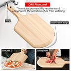 5 PCS Rectangle Pizza Stone Set, 16"Large Pizza Stone for Oven and Grill with Pizza Peel(OAK), Stone Brush,Pizza Cutter & 10pcs Cooking Paper for Free, Baking Stone for Pizza, Bread,BBQ