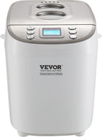 VEVOR Bread Maker, Dough Machine 15 Menus in 1, Non-Stick Ceramic Pan Automatic Breadmaker with Non-Gluten Setting, Whole Wheat Bread Making, Digital, Programmable, 3 Loaf Sizes, 3 Crust Colors, White