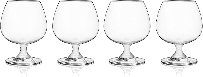 True Brandy Bourbon Whiskey Cognac Scotch Drinking Glasses, Superb Lead-Free Crystal Snifter Glass for Cocktail Party Dishwasher Safe, 14 oz, Set of 4