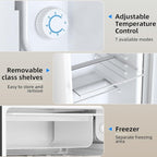 Antarctic Star 3.2 Cu.Ft.Compact Refrigerator with Freezer, Mini Fridge Single Door with Adjustable Thermostat,Removable Glass Shelves for Apartment,Dorm,Office,Kitchen，WHITE