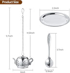 2-Pack Premium Tea Infusers with Spoon – 304 Stainless Steel Loose Leaf Tea Strainer & Steeper – Cute Teapot Design for a Thoughtful Brewing Journey