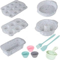 23 PCS Silicone Baking Set, Nonstick Pans Sets with Round Cake Pans, Muffin Pan, Baking Cups and Spoons for Making Bread, Cupcakes and Desserts (White)