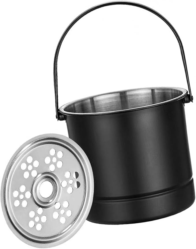 Ice Bucket Wine Cooler Bucket Stainless Steel Wine Chiller Handles Filter Plate Parties Gold (Black)
