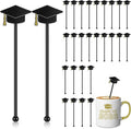 SiliFine 30 Pcs Graduation Cap Drink Stirrers Graduation Stir Sticks Coffee Stirrers Cocktail Mixers Plastic Swizzle Sticks Hot Cocoa Bar Supplies for Party Bar Coffee Tea Favors (Gold)