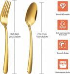Unokit 24-Piece Spoons and Forks Set Silverware Set - Forks and Spoons Stainless Steel Silverware for Home, Kitchen and Restaurant, 12-Fork and 12-Spoon, Mirror Polished & Dishwasher Safe, Gold