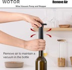 WOTOR Wine Stoppers Vacuum, Wine Saver, Wine Pump Vacuum Stoppers, Wine Preserver, Reusable Bottle Sealer Keeps Wine Fresh (Black, 8 Pieces)