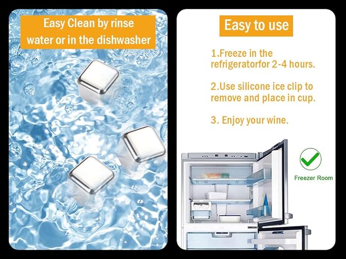 16-Piece Stainless Steel Ice Cubes, Whiskey Stones, Reusable Wine Stones, Silver, Drink Accessory, Bar Tool Set