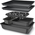 Baking Pans Set, Nonstick Bakeware Sets, Oven Pans for Cooking, AIVIKI 6 Pieces Baking Sheets Set Including Cookie Sheet, Deep Roaster Pan, Square Pan, Loaf Pan, Muffin Pan, Carbon Steel Baking Set
