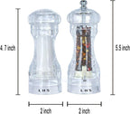 LHS Pepper Mill and Salt Shaker Set of 2 Salt and Pepper Mill Shaker with Adjustable Coarseness-Clear