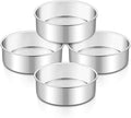 TeamFar 6 Inch Cake Pan, 4 Pcs Round Tier Cake Pans Set Stainless Steel for Baking Steaming Serving, Fit in Oven Pot Air Fryer, Healthy & Heavy Duty, Mirror Finish & Dishwasher Safe