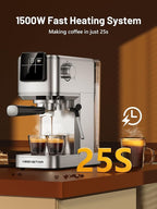 KEENSTAR 20Bar Espresso Machine with Rapid Cold Brew, Hot & Iced Coffee Makers, Stainless Steel Espresso Maker with Milk Frother Steam Wand, Touch Screen with Water Tank for Latte, Cappuccino, Gift