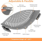 YEVIOR Clip on Strainer for All Pots Pan,Silicone Pasta Strainer Kitchen Gadgets,Collapsible Colander for Noodle,Vegetables,Fruit,Spaghetti (Grey)