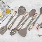 Kitchen Cookware Silicone Non-stick Cooking Tool Spatula Ladle Shovel Soup Utensils Set(Black)
