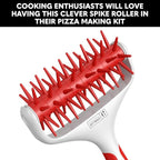 Orblue Pizza Dough Docker, Pastry Roller with Spikes, Pizza Docking Tool for Home & Commercial Kitchen - Pizza Making Accessories that Prevent Dough from Blistering, Red