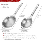 Collfa Punch Hole Sieve Fine Mesh Stainless Steel Small Colander Strainer With Handle Metal Micro Sifter Set of 2 for Kitchen Baking and Food Filter Rice,Tea,Pasta,Flour,Juice,Mini 3.55 and 4.33 Inch