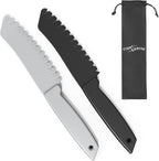 2 pcs Plastic Knife for Nonstick Pans lettuce knife with serrated Blade Plastic Knife Set for Cutting Fruits, Veggies and Bread, Black and Grey