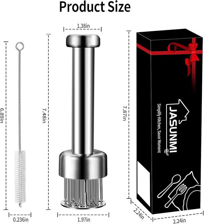 304 Stainless Steel Meat Tenderizer Tool Premium Meat Tenderizer Meat Mallet with 21 Ultra-sharp Tenderizer Needles for Tenderizing Beef, Turkey, Chicken, Steak, Dishwasher Safe