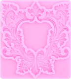 Mujiang Baroque Photo Frame Fondant Molds Picture Frame Silicone Mold Vintage Mirror Frame Molds for Cake Decoration Cupcake Topper Chocolate Candy Polymer Clay Gum Paste Set of 4