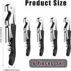 6 Pieces Professional Waiter Corkscrew Wine Openers, Black Wine Keys Opener Stainless Steel Hinges Serrated Foil Cutter for Restaurant Waiters, Sommelier, Bartenders (Black)