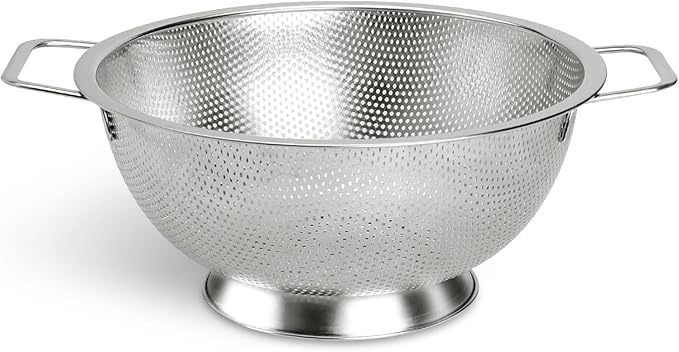 Kaishun Colander Stainless Steel 5-Quart, Kitchen Strainer for Pasta, Fruits Vegetables, Dishwasher Safe