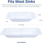 BLUE GINKGO Over the Sink Colander Strainer Basket - Wash Vegetables and Fruits, Drain Cooked Pasta and Dry Dishes - Extendable - New Home Kitchen Essentials (White, 1 Pack)
