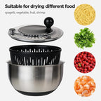Salad Spinner with 5 Blades – 5L Large Capacity Vegetable Washer & Dryer, Push Button Fast Spin, Built-in Drain System, Stainless Steel Bowl, Non-Slip Base – All-in-One Kitchen Prep Tool
