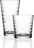 Circleware 12-Piece Set of Highball Tumbler Drinking Glasses and Whiskey Cups, Home & Kitchen Party Glassware for Water, Beer, Juice, Ice Tea, Bar Beverages, 6-15.75 oz & 6-12.5 oz, Pulse
