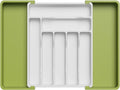 Lifewit Utensil Organizer for Kitchen Drawer, Expandable Cooking Silverware Tray, Adjustable Cutlery Flatware Holder, Plastic Spatula Tools Storage Divider, 13-22.4 x 15", Green&White
