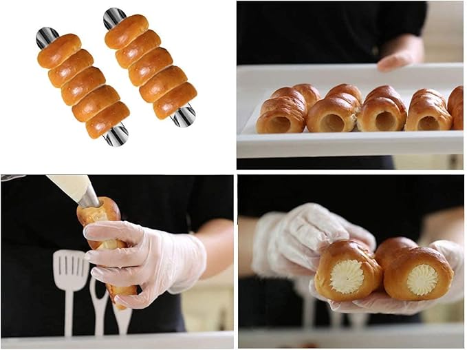 Cannoli Tubes Set, 25 Pack Large Cannoli Forms with Cleaning Brush, Reusable Silicone Piping Bag and Long Piping Tip, Stainless Steel Kitchen Tool DIY Dessert Supplies