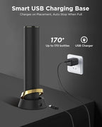 Rechargeable Electric Wine Opener with Charging Base & Foil Cutter, Automatic Corkscrew for 60 Bottles, Luxury Christmas White Elephant Gift for Wine Lovers Women Men - Gold & Black