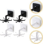 ARTIBETTER 4pcs Rotatable Kitchen Wall Hooks 360° Swivel Under Cabinet Hooks for Utensil Hanging, Black and White, Space-Saving Kitchen Storage Organizer
