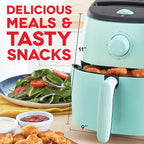 Dash Tasti-Crisp™ Air Fryer - AirCrisp® Technology - Compact Design with Adjustable Temperature Control - Nonstick Fry Basket & Auto Shut-Off Feature - 2.6 Quarts - Aqua