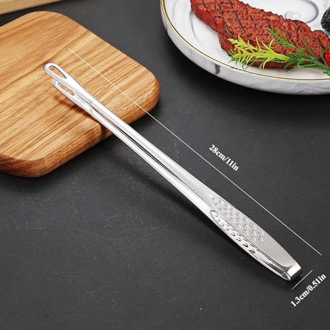 304 Stainless Steel Kitchen Shears, Korean BBQ Scissors and Tongs Set,9.45 inch (Black+red) Scissors +(9.45+11) inch Tongs 4 in 1 Set