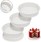 SJ 8 Inch Silicone Round Cake Pan with Metal Reinforced Frame Set of 3, Nonstick Silicone Cake Mold for Baking Suitable for Making Layers, Cheese & Chocolate Cakes