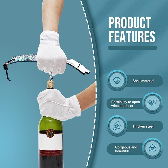 Shell Handle Waiter Corkscrews-Wine Openers,Corkscrew Bottle Openers,3-in-1 Wine Key Tool With Foil Cutter & Dual Hinge Fulcrum - Waiters Corkscrew…