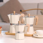 Sivaphe Aluminum Moka Pot 6 Espresso Cups, Percolator Espresso and Coffee Maker, Portable Stovetop Italian and Cuban Café Brewer for Home and Camping White