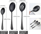 AOOSY Matte Black Serving Spoons Set,8.7-Inch Long Handle Slotted Spoons and Serving Spoons for Buffet, Banquet, Cooking, and Kitchen,2 Pieces