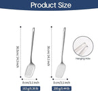 Stainless Steel Spatulas Set, 2 Pcs Metal Spatula Wok Turner, Silver Slotted Turner, Solid Turner, Wok Spatula Kitchen Cooking Tools for Sauteing, Flipping, Grilling (Dishwasher Safe)