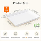 Lifewit Serving Tray for Party Supplies, Reusable Serving Platter for Catering, Snack, Fruit, Charcuterie, Appetizer, Plastic Food Trays, Hosting Essentials, BPA Free, 8 Pcs, Extra Large(16" x 12")