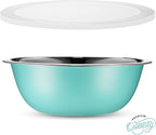 WHYSKO Stainless Steel Mixing Bowls With Lids Set, 5 Sizes Nesting Mixing Bowls for Your Kitchen Meal Prep, Cooking, Baking, and Food Storage (Blue Bowls with White Lids)